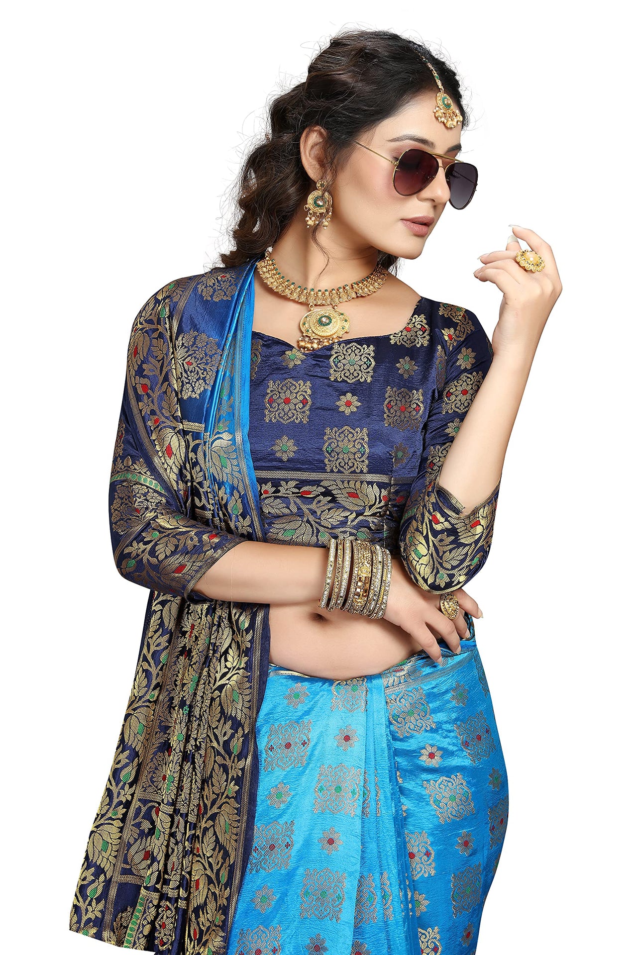 iZibra Women's  Kanchipuram Silk Sarees With Blouse Piece