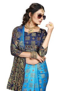 iZibra Women's  Kanchipuram Silk Sarees With Blouse Piece