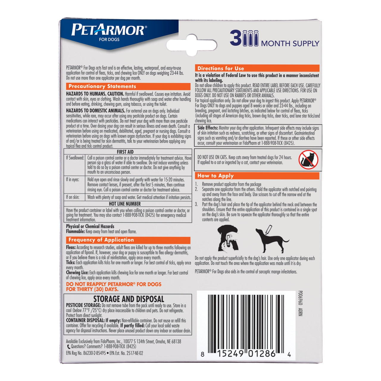 PetArmor for Dogs, Flea and Tick Treatment for Medium Dogs (23-44 Pounds), Includes 3 Month Supply of Topical Flea Treatments 3 Count 22-44 lbs