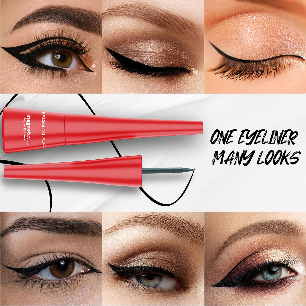 FACES CANADA Magneteyes Eyeliner - Black, 4.5ml | Intense Matte Finish | Quick Drying | 24HR Long Lasting | Fine Tip For Precise Smooth Application | Almond Oil Enriched | Waterproof | Smudgeproof