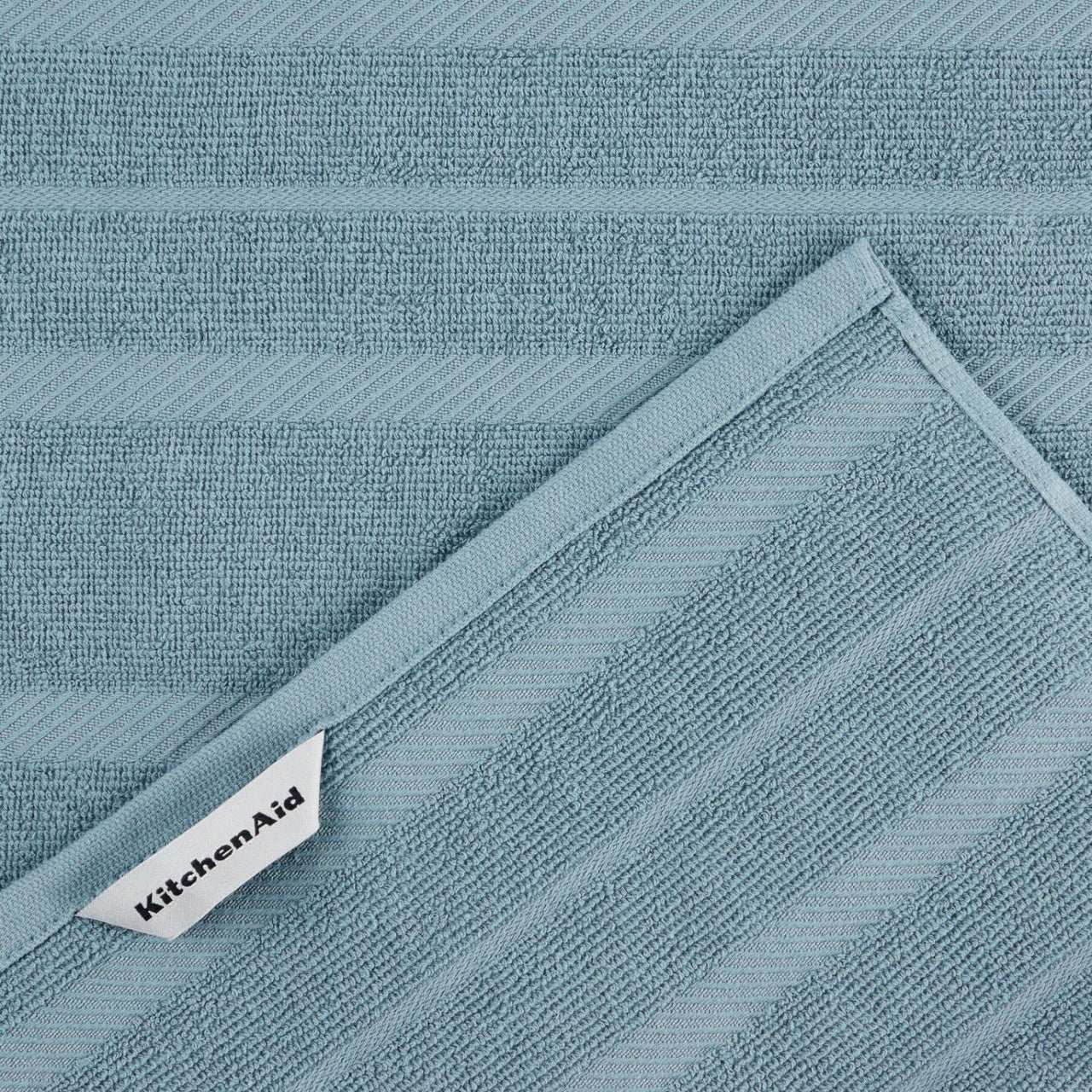 KitchenAid Albany Kitchen Towel 4-Pack Set, Fog Blue/White, 16"x26" 16"x26"