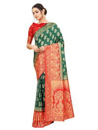 SATYAM WEAVES Women's  Banarasi Cotton Silk Saree With Blouse Piece