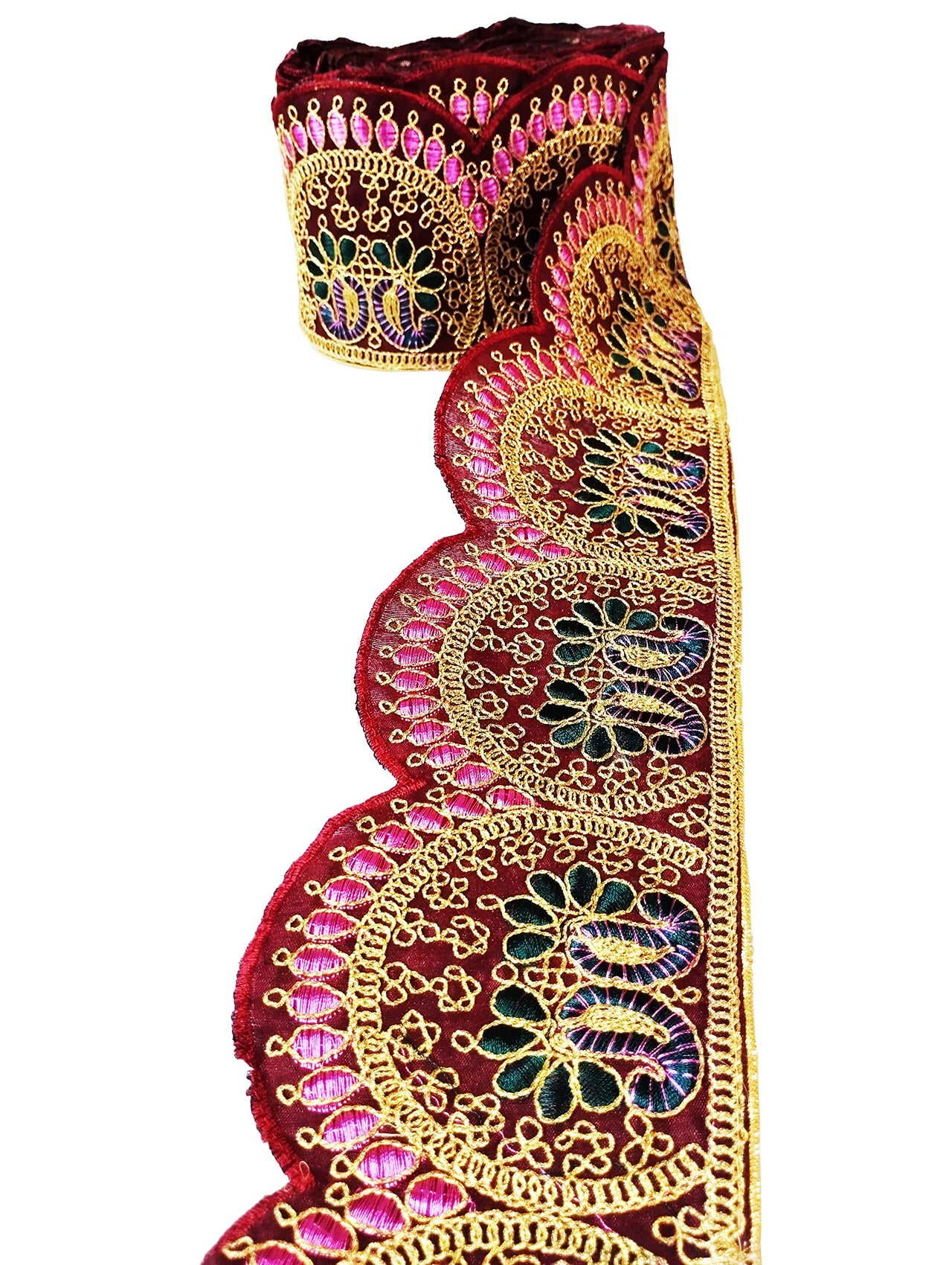 CARTZEYE Embroidery Heavy Work Trim Lace Border for Saree, Kurti, Dresses, Bandhani, Lehenga, Decorative Ribbon