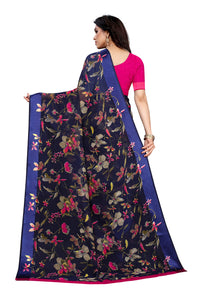 Tarshika Women's  Linen Blend Printed Saree With Blouse Piece(LINEN SAREE_NEW)