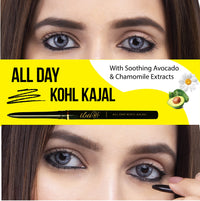 Iba Long Stay Liquid Eyeliner & All Day Kohl Kajal daily Eye Makeup Combo (Black) - Matte Finish | One Stroke Application | Quick Drying | 24Hr Long Lasting | Waterproof & Smudge Proof