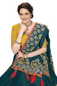 Nivah Fashion Women's  Satin Embroidery Saree with Heavy Work Blouse Piece