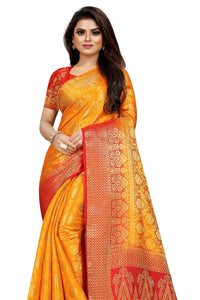 iZibra Women's  Pure Kanjivaram Silk Sraee Kanchipuram Pattu Sarees With Blouse Piece (kismat-2 paithani)