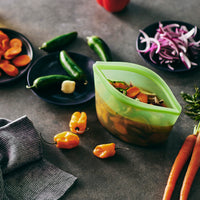 Stasher Reusable Silicone Storage Bag, Food Storage Container, Microwave and Dishwasher Safe, Leak-free, Bundle 6-Pack, Rainbow Splash + Blue Current + Green + Lavender