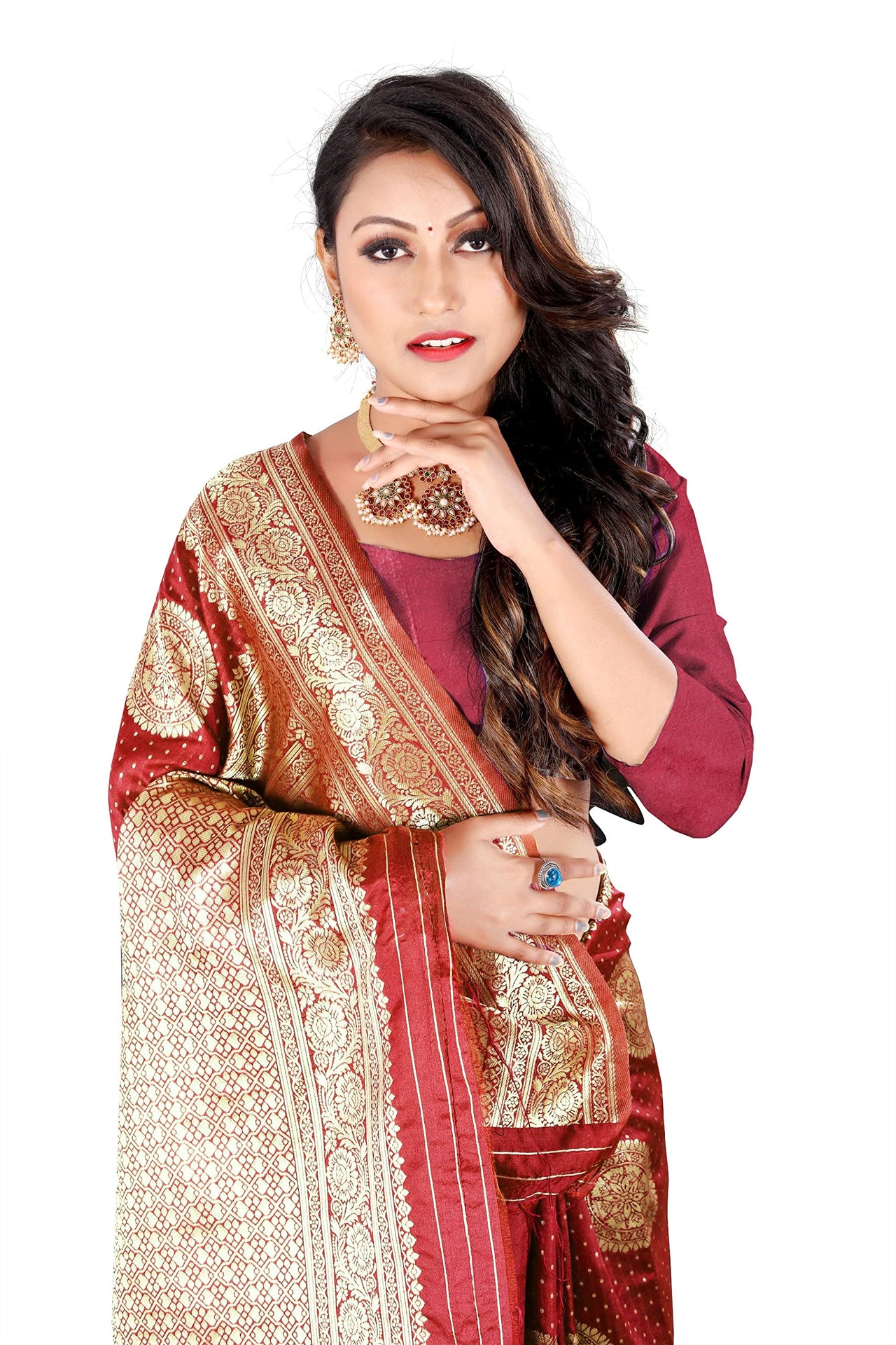 Amazon Brand - Anarva Soft Heavy & Cotton Silk Sarees for women, Beautiful saree free size with unstitched Blouse Piece