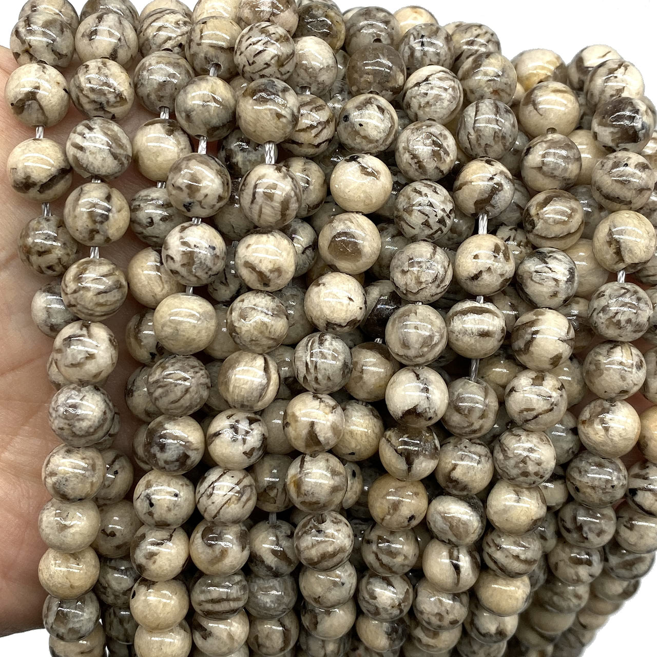 ABCGEMS Madagascan Zebradorite Feldspar Beads (AKA Graphic Feldspath) Healing Energy Crystal Stone Ideal for Bracelet Necklace Ring DIY Jewelry Making Craft Men Women Smooth Round 8mm Zebradorite Feldspar (From Madagascar)
