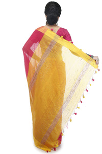 BENGAL HANDLOOM Women's  Art Silk Cotton Stripe Saree With Blouse Piece