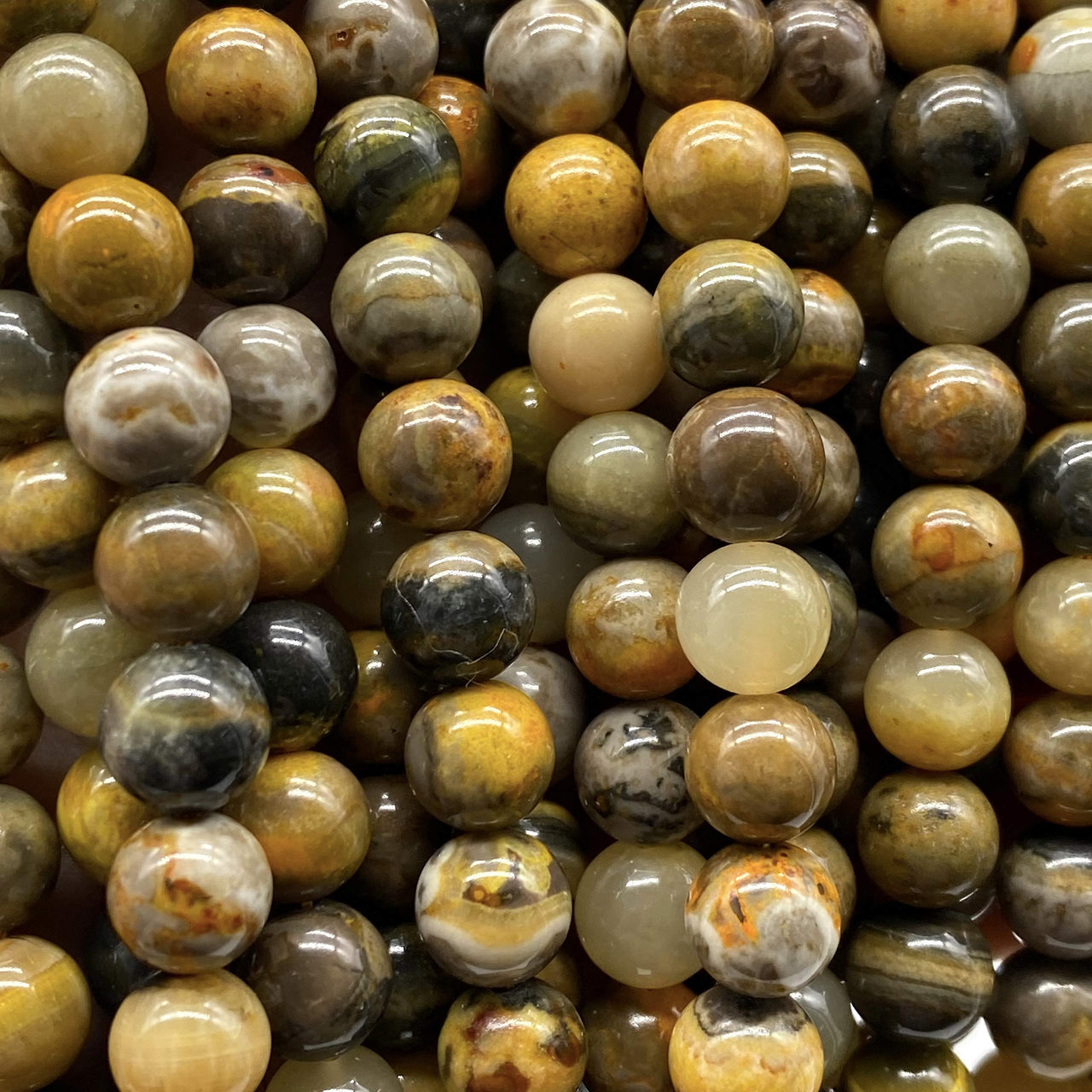 ABCGEMS Indonesian Bumble Bee Jasper Beads (Mine Inside an Active Volcano at Mount Papandayan, West Java) Healing Crystal Stone Ideal for Bracelet Necklace Ring DIY Jewelry Making Smooth Round 8mm Bumble Bee Jasper (From Indonesia)