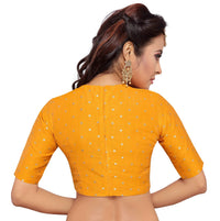 X3 Women's  Polyester Embroidered Half Sleeves Readymade Blouse