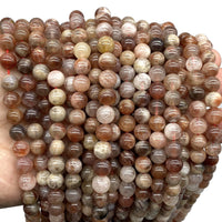ABCGEMS Madagascan Rainbow Sunstone Beads (Gorgeous Shimmery Golden-Brown Overtones) Healing Crystal Stone Ideal for Bracelet Necklace Ring DIY Jewelry Making Craft Men Women Smooth Round 8mm Rainbow Sunstone (From Madagascar)