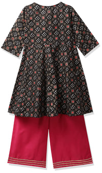Bitiya By Bhama Girl's  Cotton Blend Kurta & Palazzo