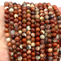 ABCGEMS Morgan-Hill California White-Lace Poppy Jasper Beads (Gorgeous Quartz Inclusion) Healing Energy Crystal Stone Ideal for Bracelet Necklace DIY Jewelry Making Craft Women Smooth Round Tiny 6mm Morgan-Hill White-Lace Poppy Jasper (From USA)