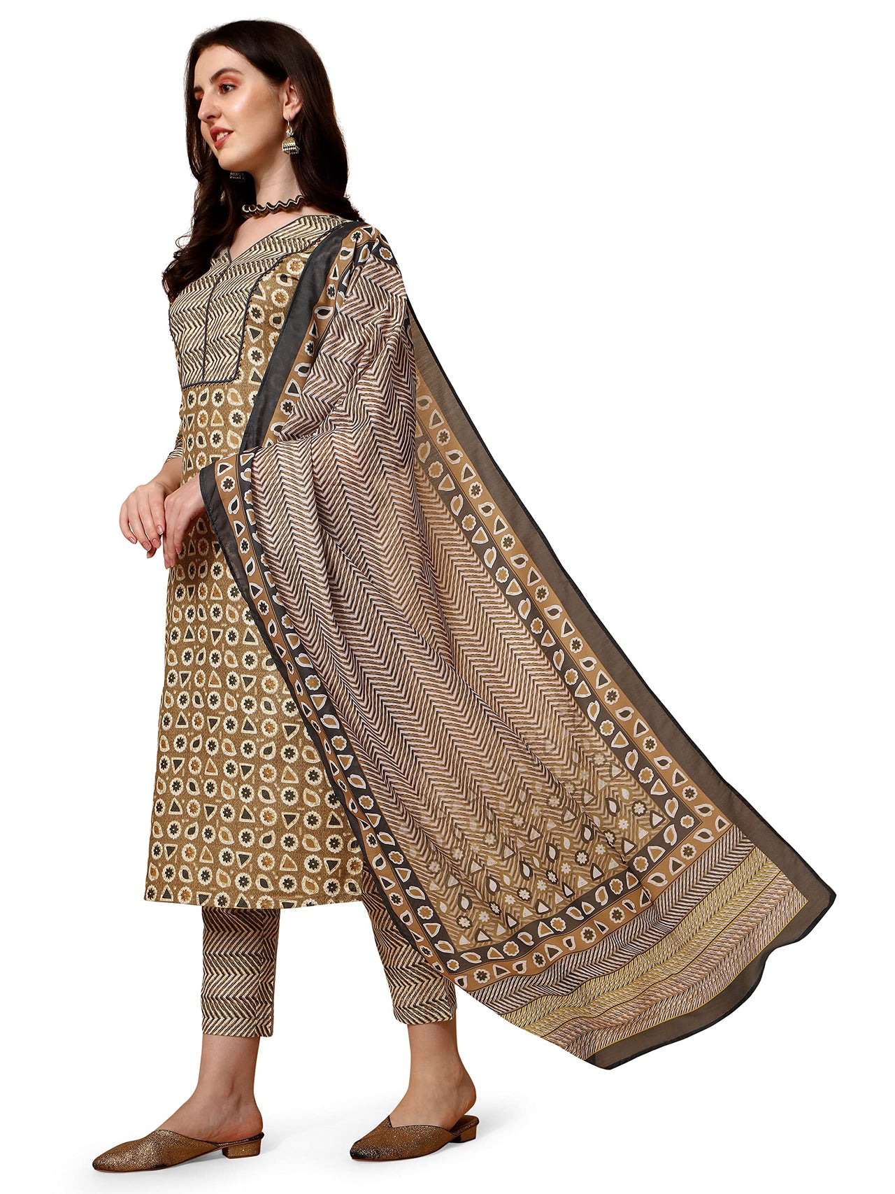 NAINVISH Women/Girls Trending Printed Kurta Pant with Dupatta (SD397_KBD)