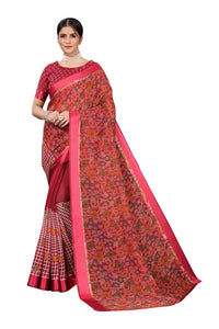 Yashika Women's  Linen Saree Maroon