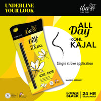 Iba Halal Care All Day Kohl Kajal, Jet Black, 0.35g and Iba Halal Care Face Glow Exfoliating Wash, 100ml (Pack of 2)