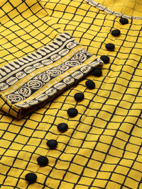 Yash Gallery Women's  Plus Size Plus Size Cotton Slub Checks Printed Anarkali Kurta for Women