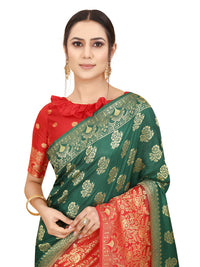 SATYAM WEAVES Women's  Banarasi Cotton Silk Saree With Blouse Piece