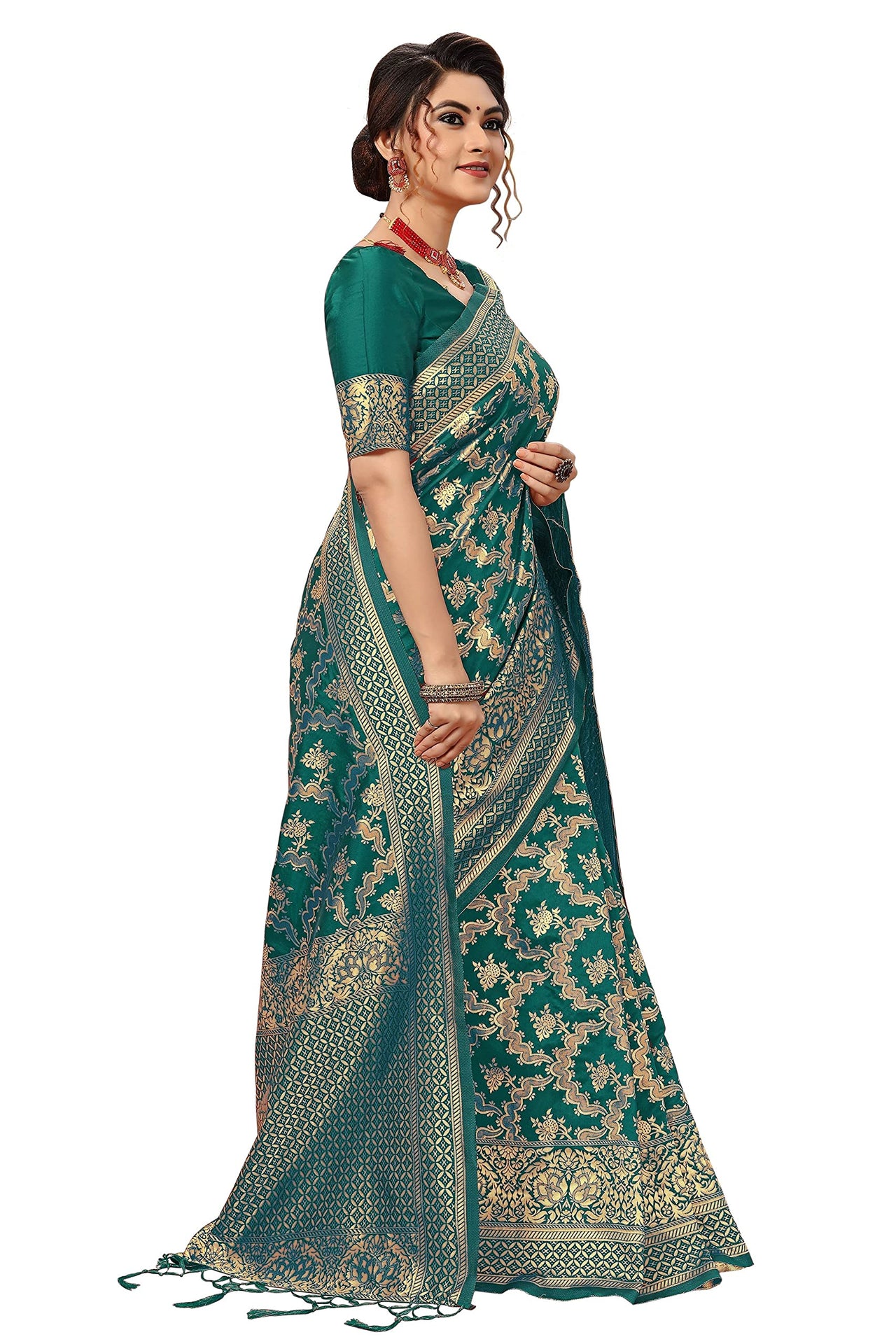 Nivah Fashion Women's  Banarasi Art Silk Saree with Blouse Piece