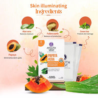 Ayouthveda Papaya and Aloe Vera Face Pack Powder for Glowing & Rejuvenating Skin | Removes Blemish & Wrinkle & Promotes Skin Health | Suitable for all skin Type (10g X 8 Sachets) (Pack of 1)