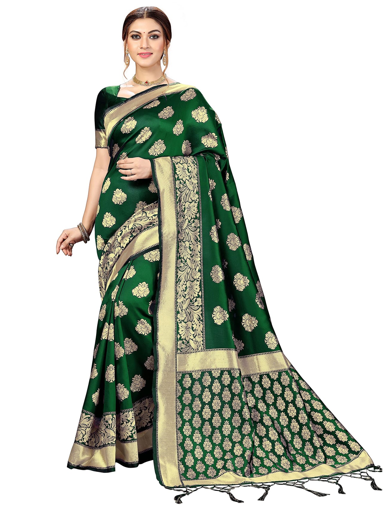PANASH TRENDS Women's  Kanchipuram Banarasi Art Silk Saree with Blouse Piece