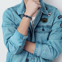 Triple Protection Bracelet 8MM Blue Tiger Eye Black Onyx Hematite Stone Bracelet Healing Crystal Natural Stone Beads Bracelet for Men Women Bring Prosperity Luck 8mm Blue Tiger Eye/Black Onyx/Hematite