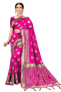 PANASH TRENDS Women's  Kanchipuram Banarasi Art Silk Saree with Blouse Piece