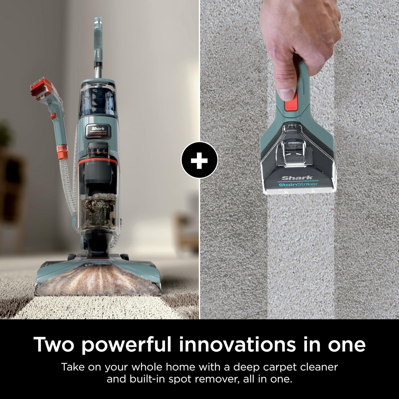 Shark EX201 CarpetXpert Upright Carpet, Area Rug & Upholstery Cleaner with StainStriker, Built-in Spot & Stain Cleaner, Perfect for Pets, Deep Cleaning & Tough Stain Removal, Carpet Shampooer, Cyan Shark CarpetXpert with StainStriker