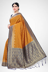 AKHILAM Women's  Banarasi silk woven Design Saree with Unstitched Blouse Piece(GNG220_QL_Parent)