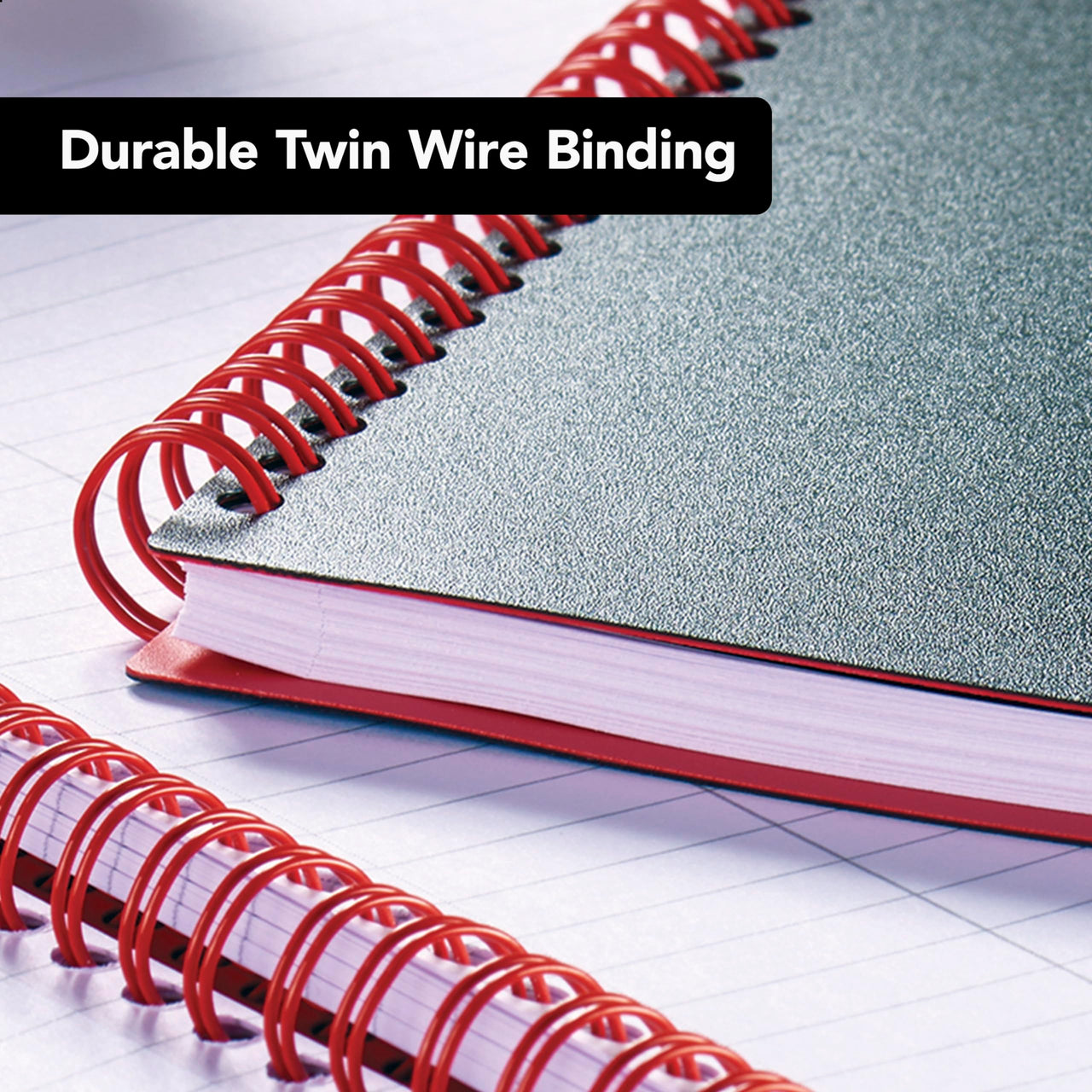 Black n' Red Notebook, Business Journal, 11" x 8", 70 Sheets, Ruled, Optik Paper, Scribzee App, Flexible Poly Cover, Wirebound, Black (K67030) 1 Count 11" x 8"