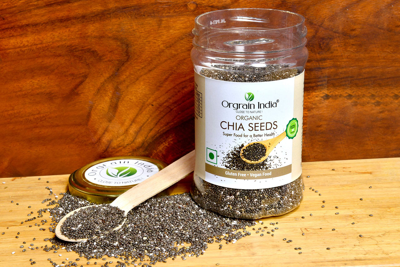 Orgrain India Certified Organic Chia Seeds 160g | Company-Owned Farmlands | Omega 3 | Fiber for Weight Loss