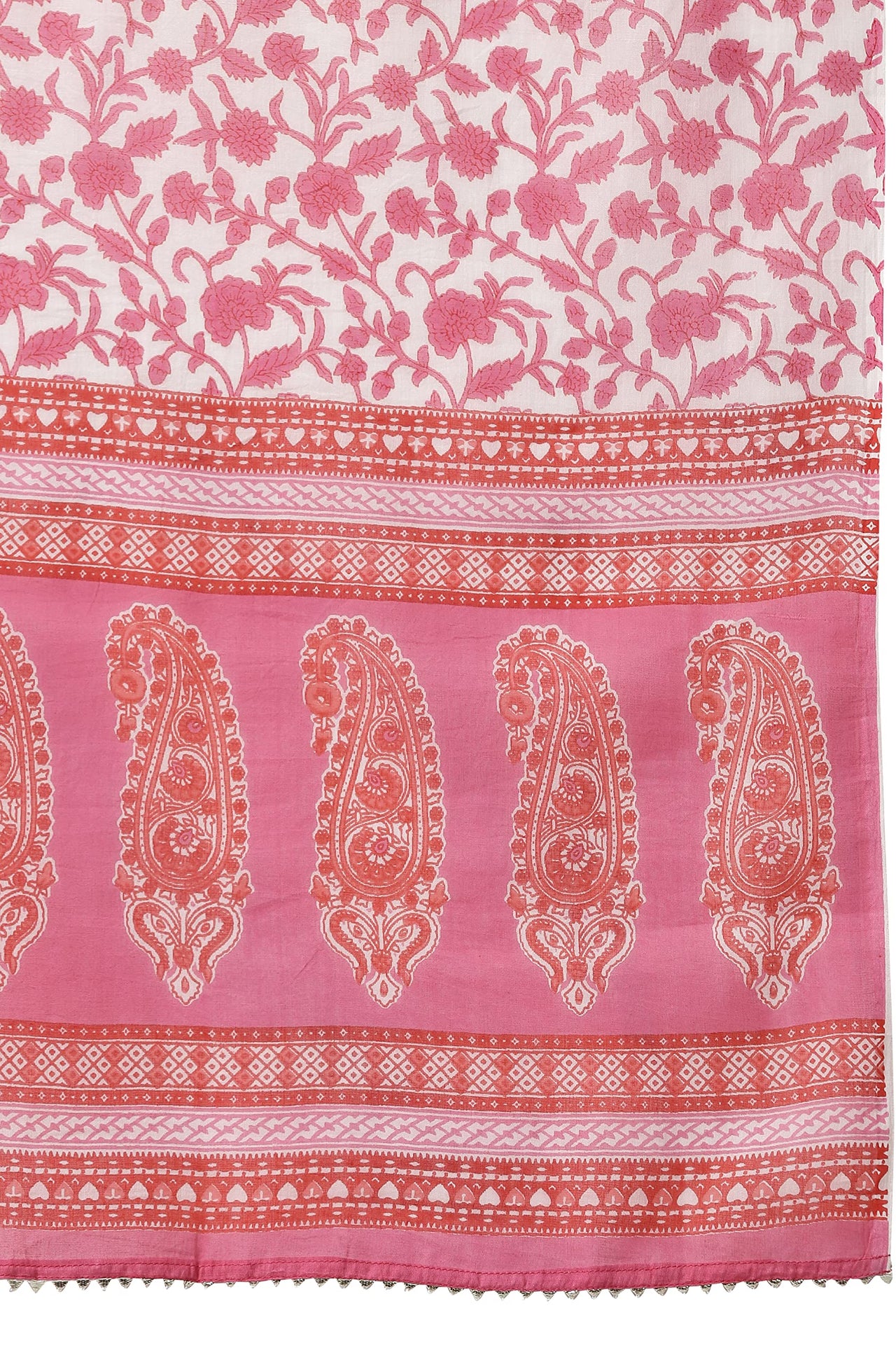 Janasya Women's  Pink Cotton Kurta with Pant and Dupatta