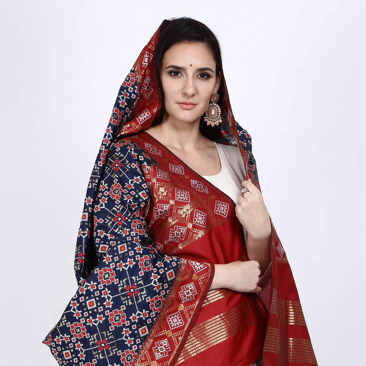 KAPAAHA Women's  Woven Design Silk Blend Dupatta Free Size