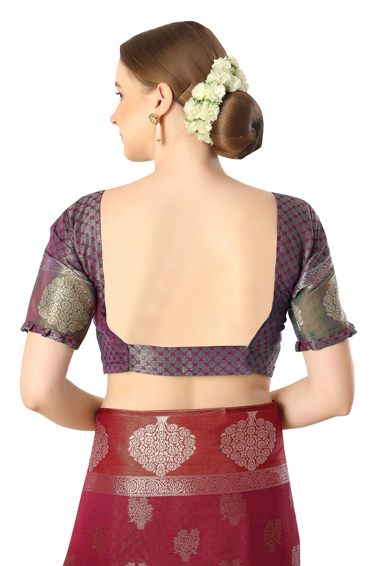 Jaam Silk Fashion Women's  kanjivaram Woven Pattu Silk Blend Saree with Blouse Piece