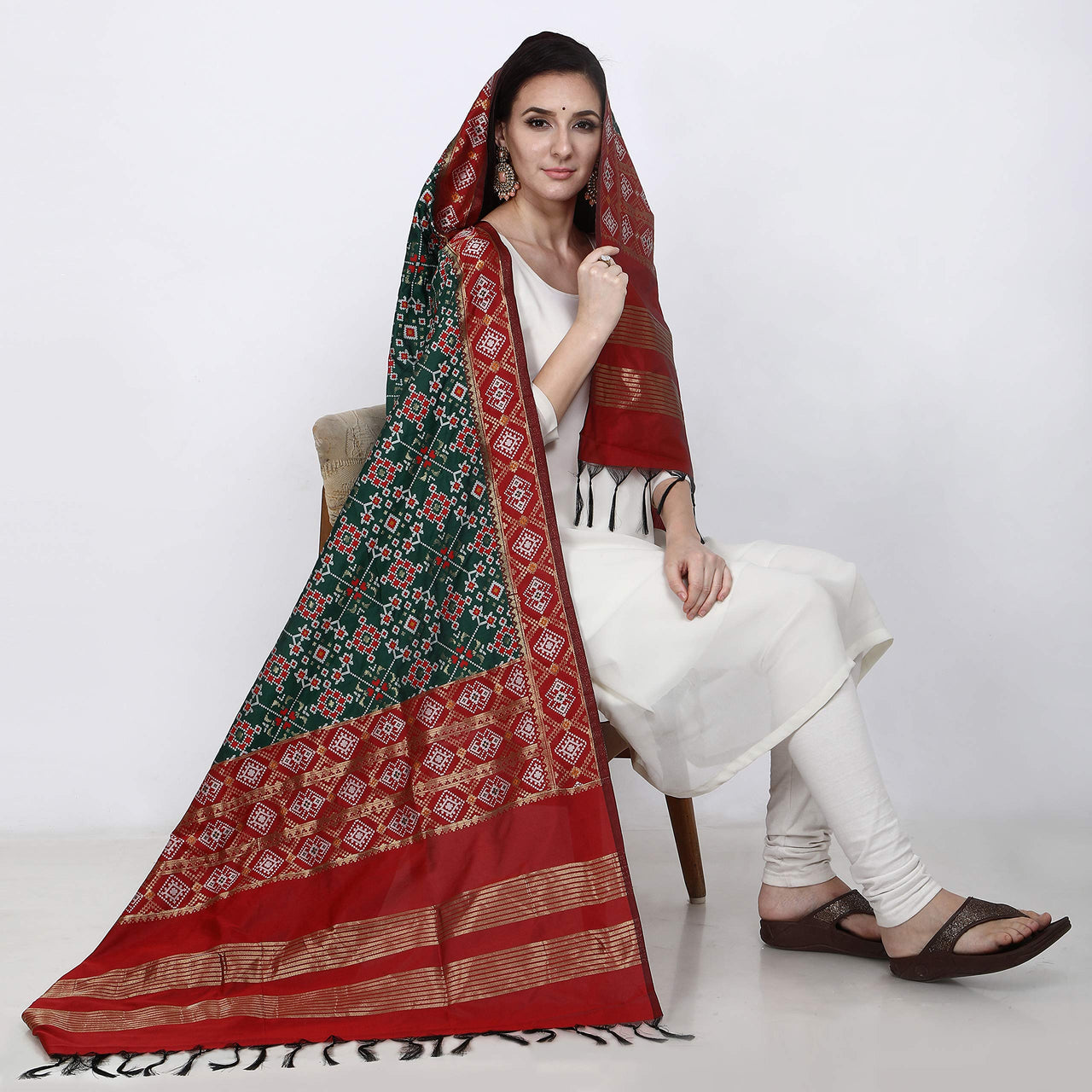 KAPAAHA Women's  Woven Design Silk Blend Dupatta Free Size