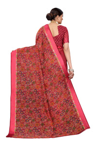 Yashika Women's  Linen Saree Maroon
