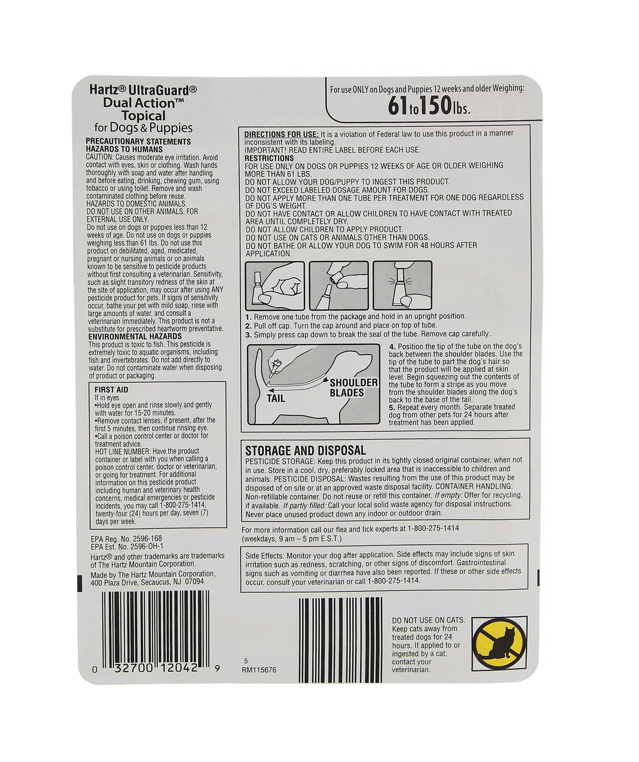 Hartz UltraGuard Dual Action Flea & Tick Topical Dogs & Puppies Treatment & Prevention, 6 Months, 60+ lbs