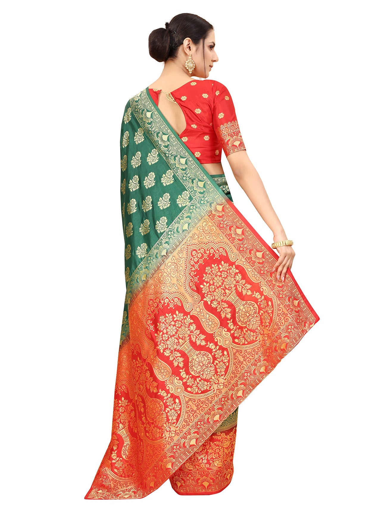 SATYAM WEAVES Women's  Banarasi Cotton Silk Saree With Blouse Piece