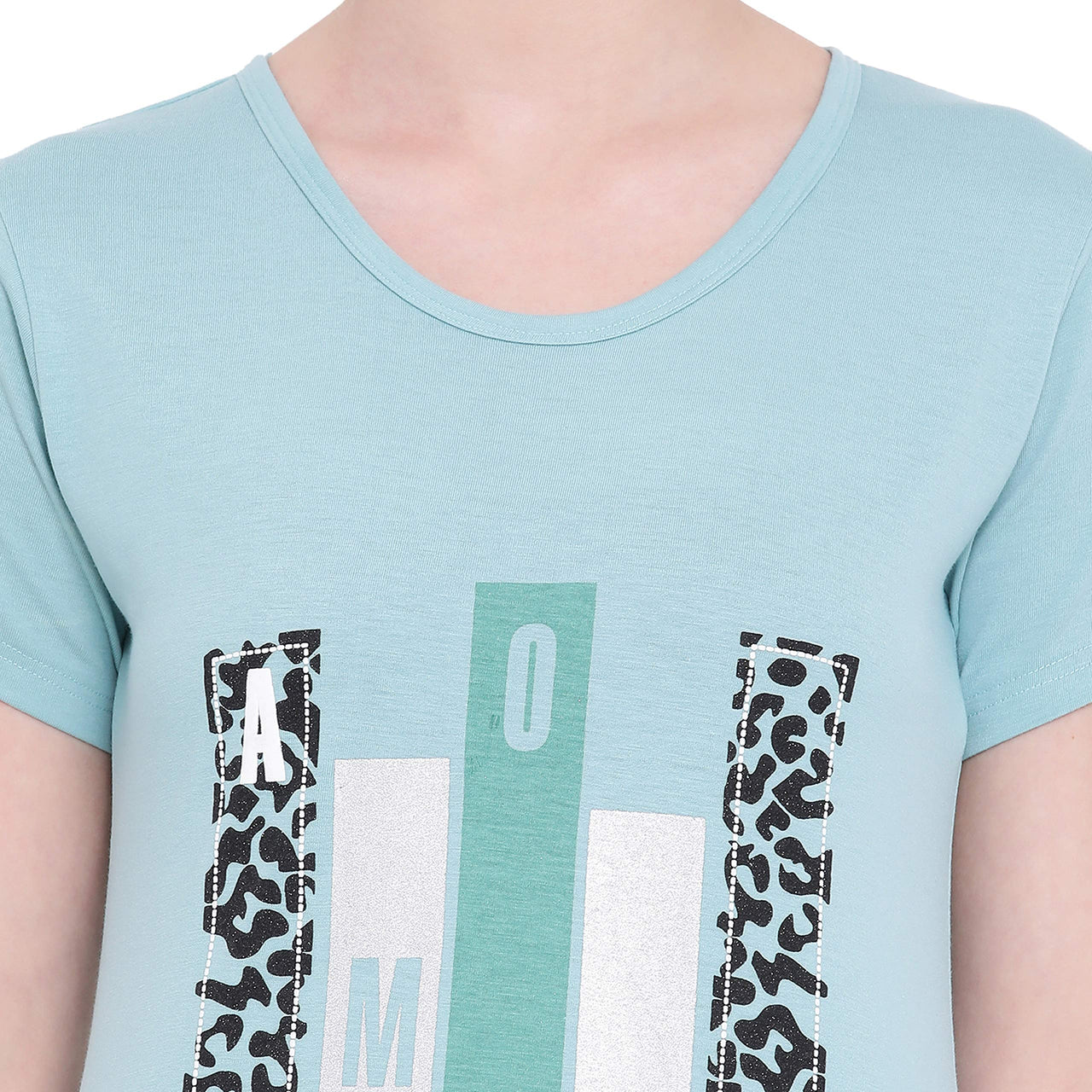 In Love Ladies Long Knee Length Chest Printed Side Slits Tshirts