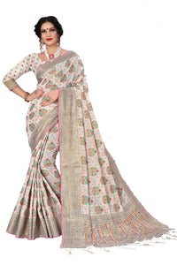 Divine International Trading Co Women's  Chanderi Saree With Blouse Piece