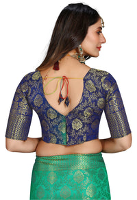 iZibra Women's  Pure Kanjivaram Silk Sraee Kanchipuram Pattu Sarees With Blouse Piece (kismat-2 paithani)