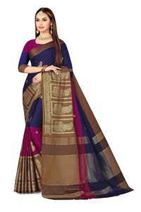 GRECIILOOKS Women Soft Cotton & Silk Saree For Women Banarasi Saree With Un-stitched Blouse piece
