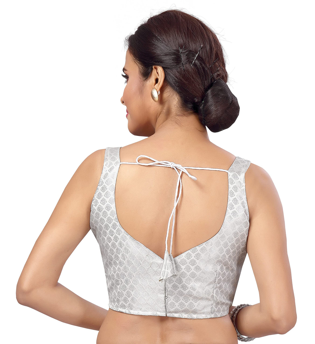 X3 Women's  Brocade Sleeveless Saree