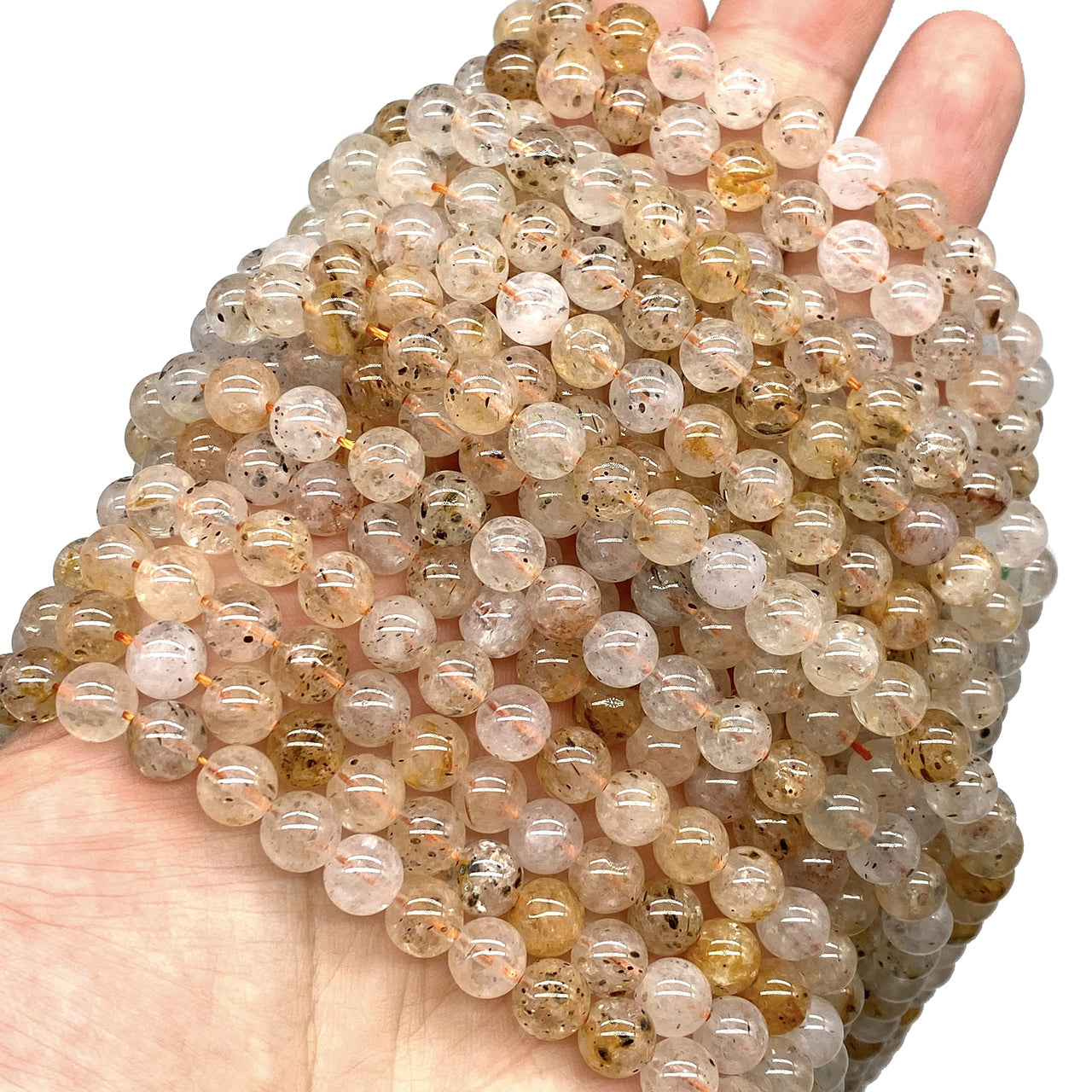 ABCGEMS Brazilian Orange Biotite Beads (AKA Golden & Black Mica) Healing Energy Crystal Stone Ideal for Bracelet Necklace Ring DIY Jewelry Making Craft Men Women Smooth Round 8mm Orange Biotite (From Brazil)