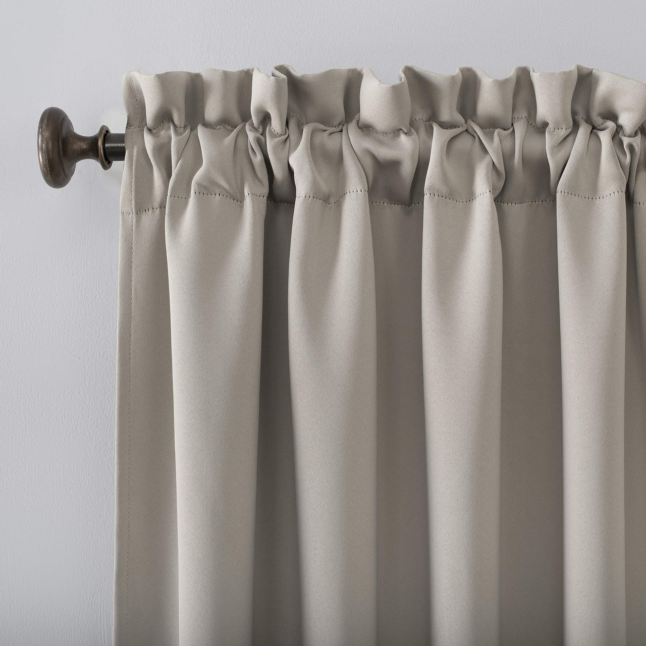 Sun Zero Easton Energy Saving Blackout Rod Pocket Curtain Panel, 40" x 95", Stone