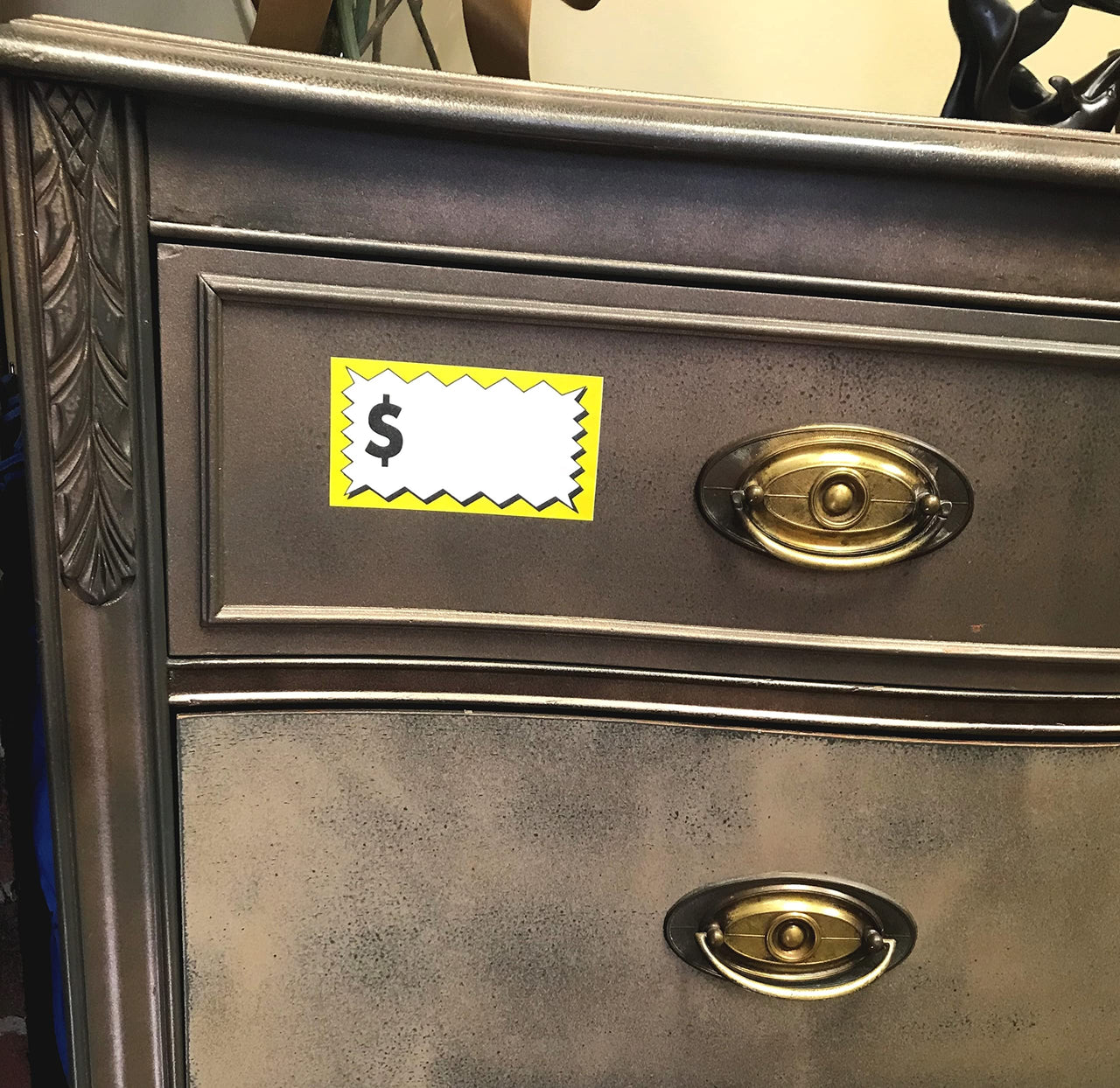 7071 Large Item Pricing Stickers, 75 Count, with Space to Write Pricing, 4" x 2.25", Yellow and White