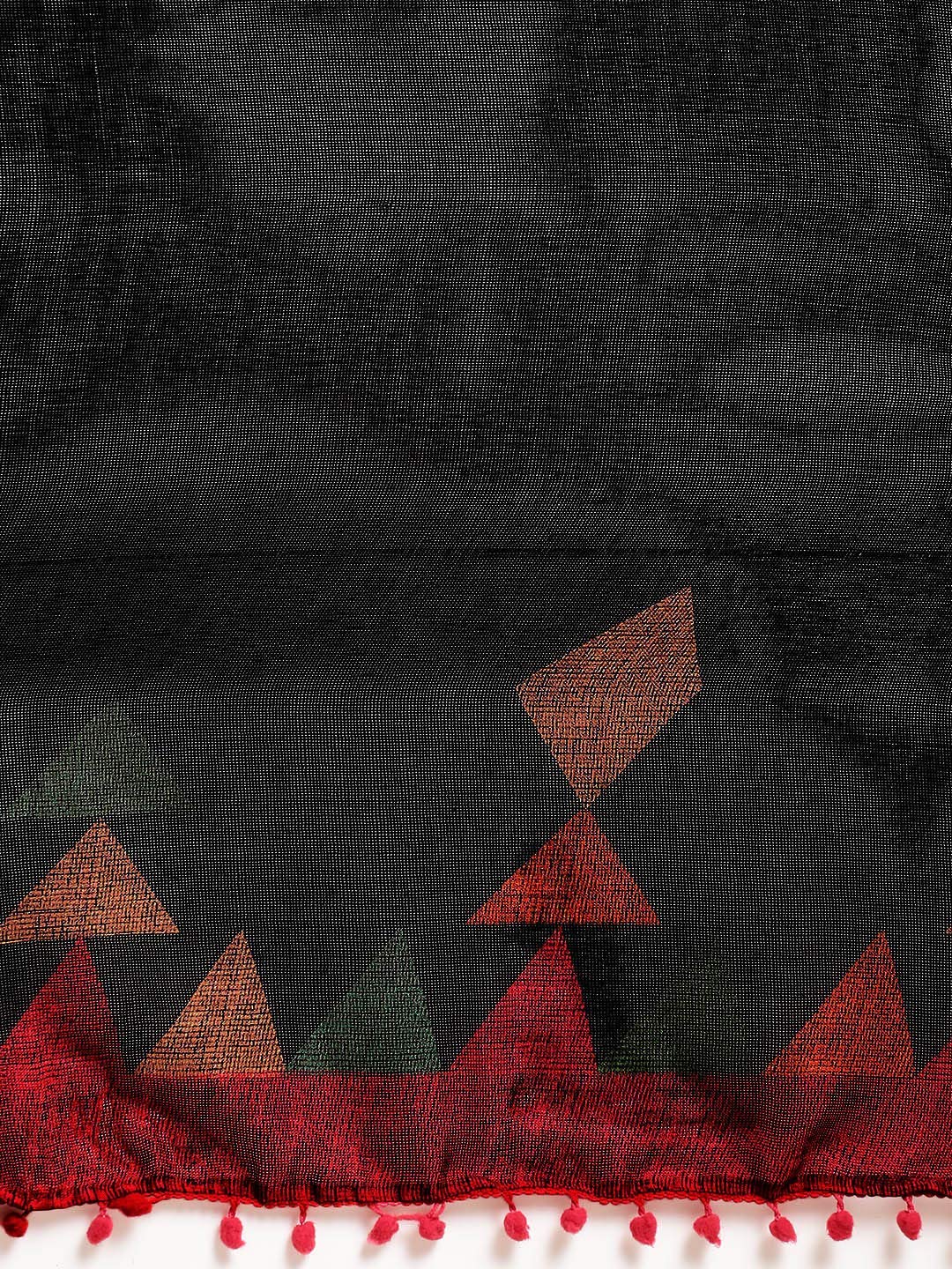 Womanista Women's  Printed Cotton Blend Saree with Pom